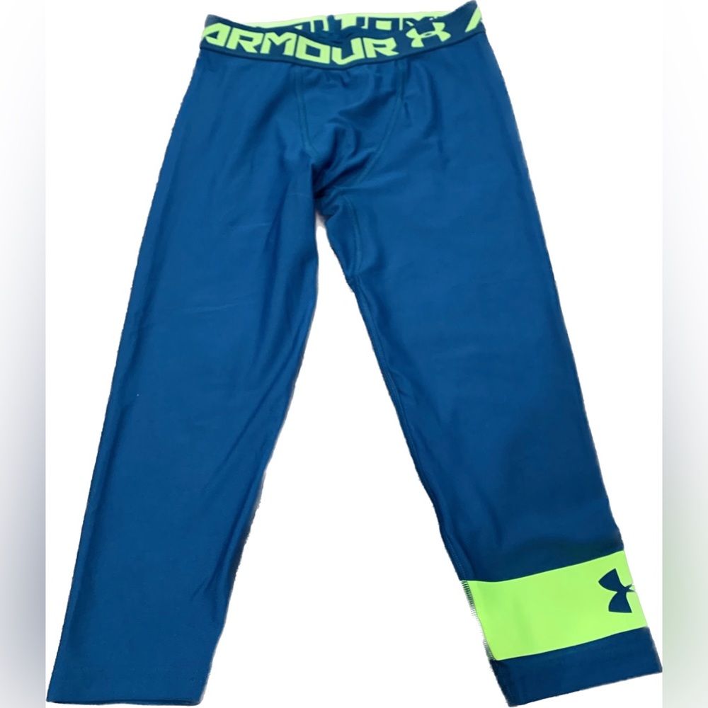 UNDER ARMOUR Boys Teal Blue Heatgear Compression Bottoms Size Med